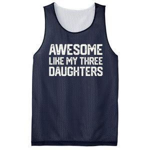 AWESOME LIKE MY THREE DAUGHTERS Fathers Day Gift Dad Joke Mesh Reversible Basketball Jersey Tank