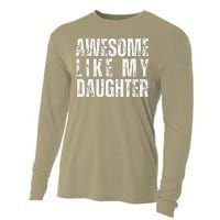 Awesome Like My Daughter Retro Man Dad Funny Fathers Cooling Performance Long Sleeve Crew