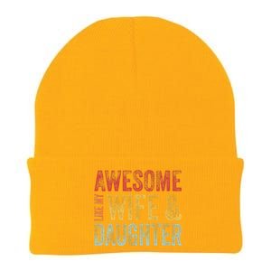 Awesome Like My Wife & Daughter Man Funny Fathers Day Dad Knit Cap Winter Beanie