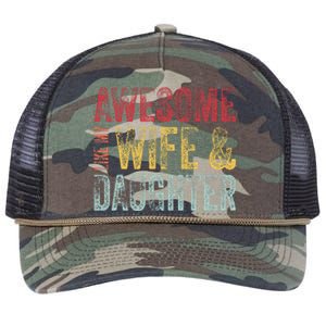 Awesome Like My Wife & Daughter Man Funny Fathers Day Dad Retro Rope Trucker Hat Cap