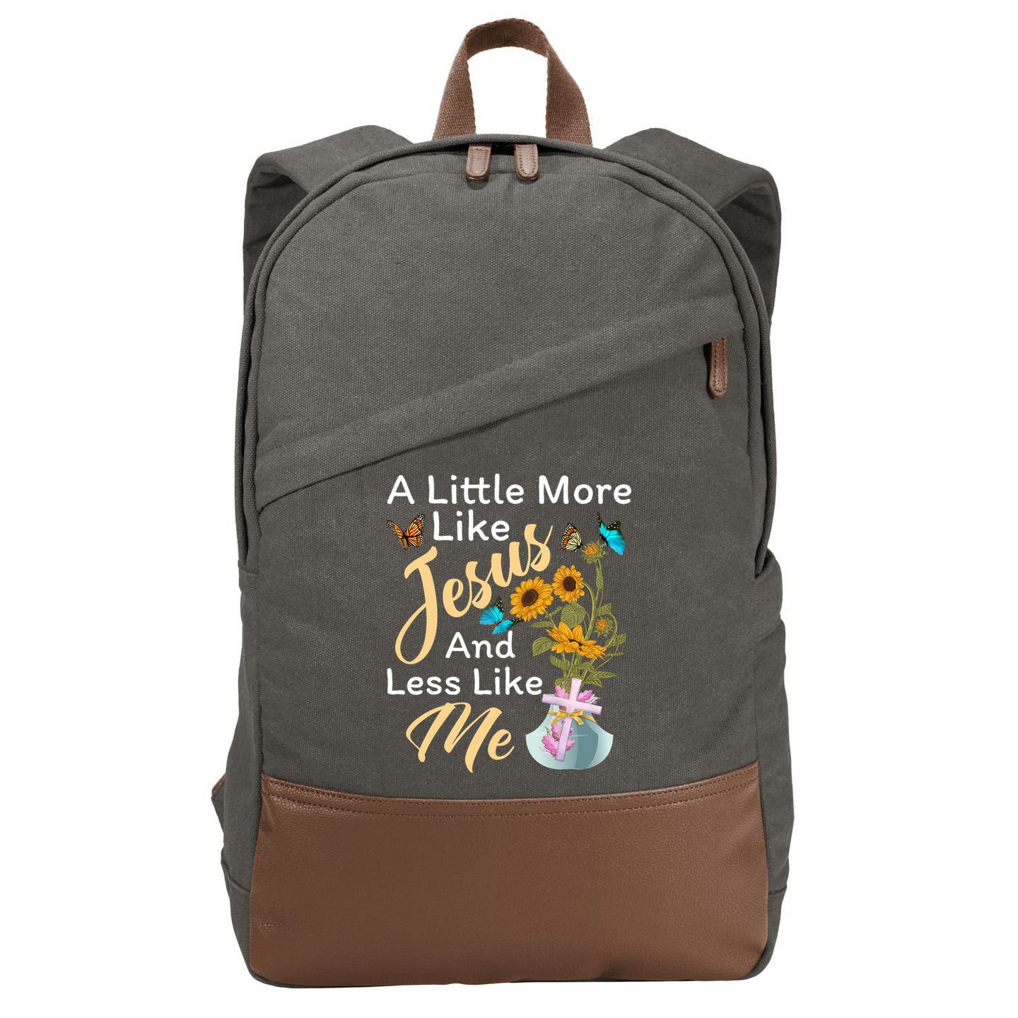 A Little More Like Jesus A Little Less Like Me Cotton Canvas Backpack