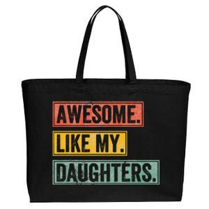 Awesome Like My Daughter Retro Dad Funny Fathers Day Cotton Canvas Jumbo Tote