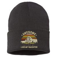 Awesome Like My Daughter Vintage FatherS Day Funny Dad Sustainable Knit Beanie