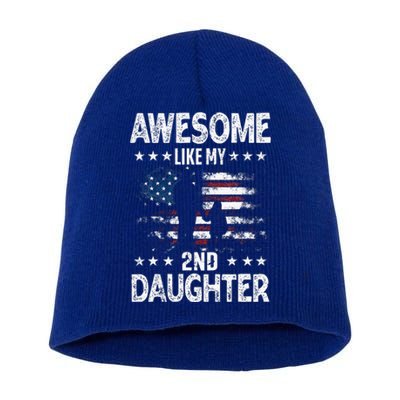 Awesome Like My 2nd Daughter Usa Flag Short Acrylic Beanie