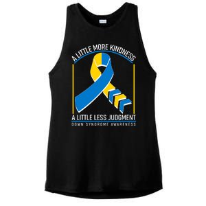 A Little More Kindness A Little Less Judgment Down Syndrome Awareness Ladies PosiCharge Tri-Blend Wicking Tank