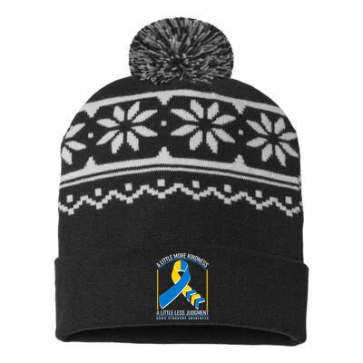 A Little More Kindness A Little Less Judgment Down Syndrome Awareness USA-Made Snowflake Beanie