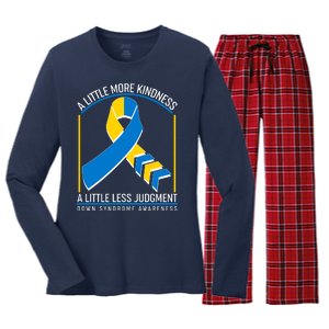 A Little More Kindness A Little Less Judgment Down Syndrome Awareness Women's Long Sleeve Flannel Pajama Set 