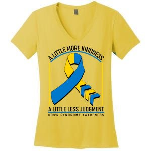 A Little More Kindness A Little Less Judgment Down Syndrome Awareness Women's V-Neck T-Shirt