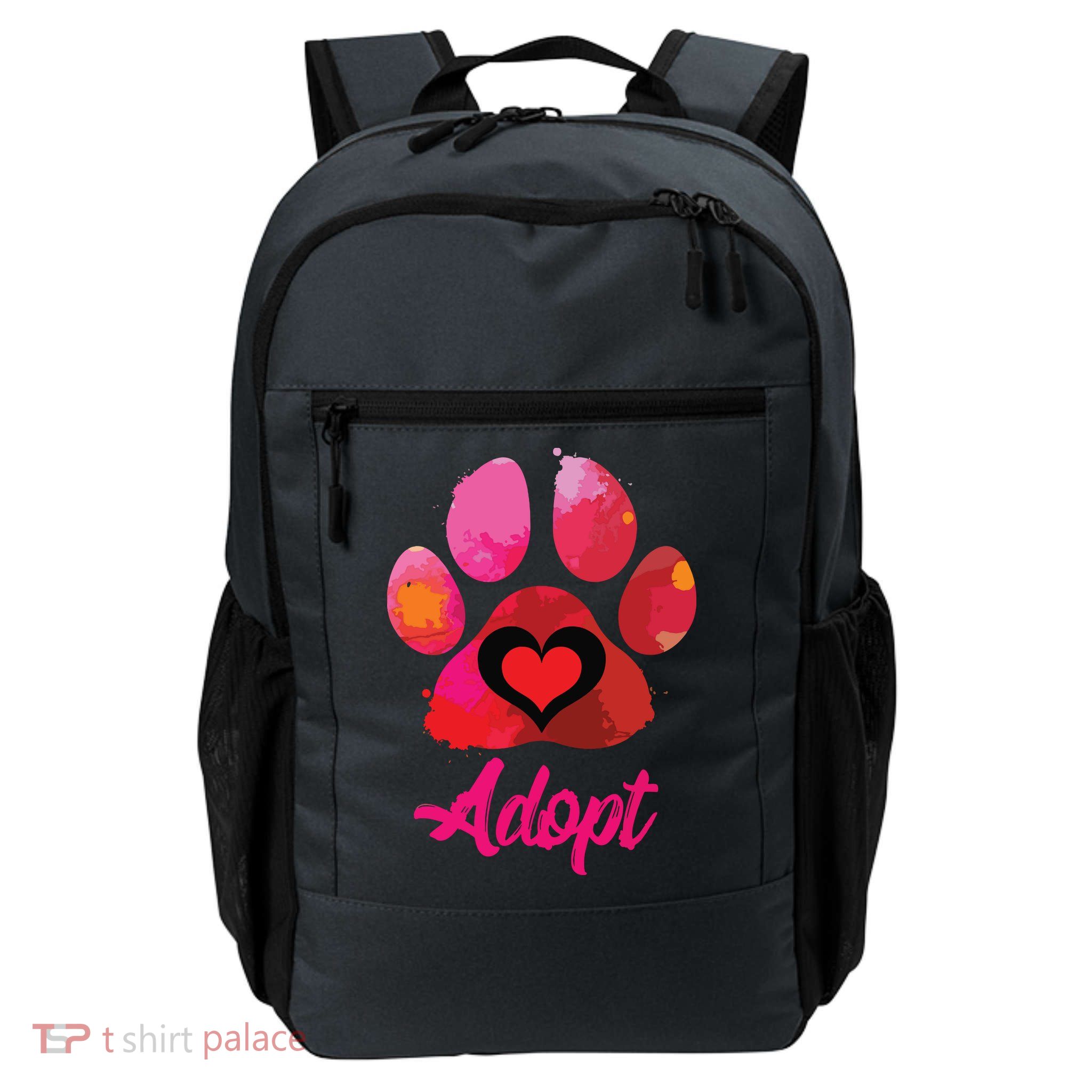 Adopt Love My Rescue Animal Lover Watercolor Art Daily Commute Backpack