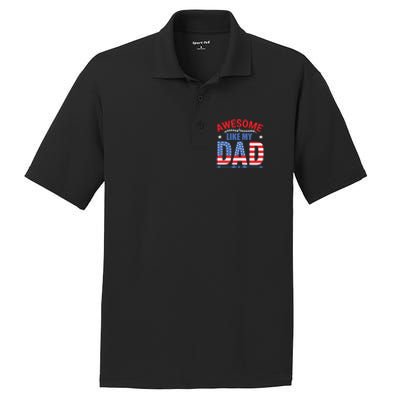 Awesome Like My Dad American Flag 4th Of July Fathers Day Gift PosiCharge RacerMesh Polo