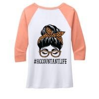 Accountant Leopard Messy Bun Women Back To School Women's Tri-Blend 3/4-Sleeve Raglan Shirt