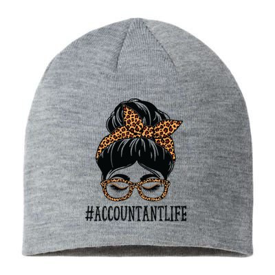 Accountant Leopard Messy Bun Women Back To School Sustainable Beanie