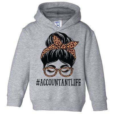 Accountant Leopard Messy Bun Women Back To School Toddler Hoodie