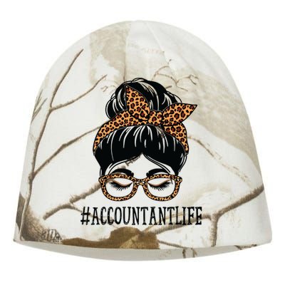 Accountant Leopard Messy Bun Women Back To School Kati - Camo Knit Beanie