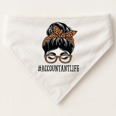 Accountant Leopard Messy Bun Women Back To School USA-Made Doggie Bandana