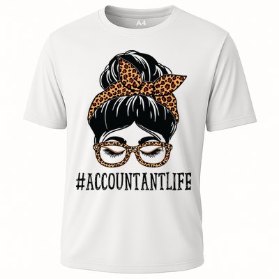 Accountant Leopard Messy Bun Women Back To School Performance Shirt
