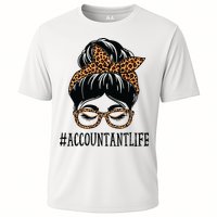 Accountant Leopard Messy Bun Women Back To School Cooling Performance Crew T-Shirt