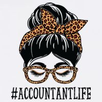 Accountant Leopard Messy Bun Women Back To School Cooling Performance Crew T-Shirt