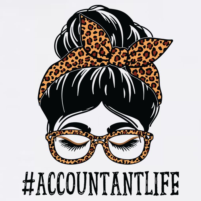 Accountant Leopard Messy Bun Women Back To School Cooling Performance Crew T-Shirt