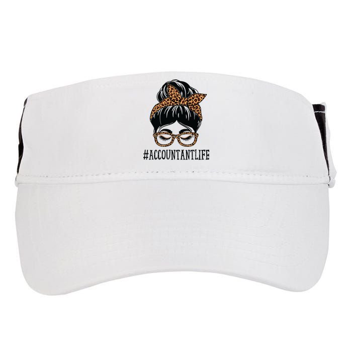 Accountant Leopard Messy Bun Women Back To School Adult Drive Performance Visor
