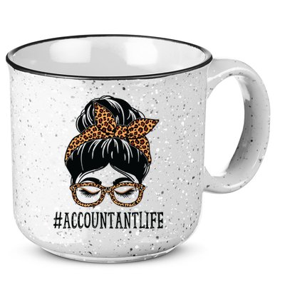 Accountant Leopard Messy Bun Women Back To School 15oz Campfire Ceramic Mug