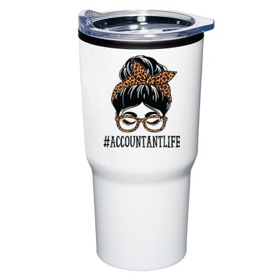 Accountant Leopard Messy Bun Women Back To School Tumbler