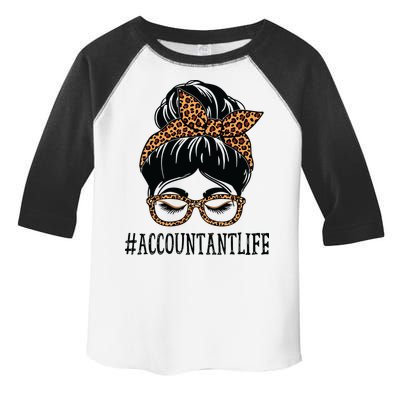 Accountant Leopard Messy Bun Women Back To School Toddler Fine Jersey T-Shirt