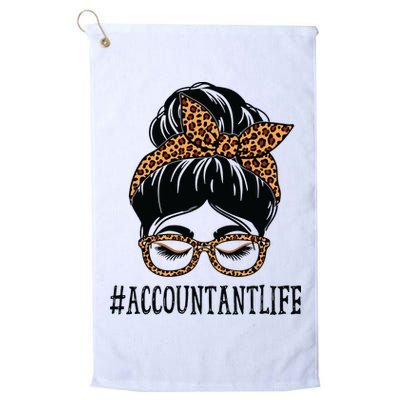 Accountant Leopard Messy Bun Women Back To School Golf Towel
