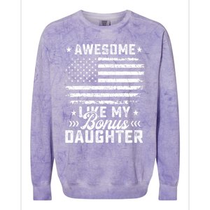 Awesome Like My Bonus Daughter Usa Flag 4th Of July Colorblast Crewneck Sweatshirt