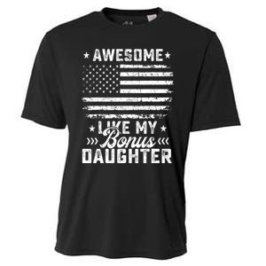 Awesome Like My Bonus Daughter Usa Flag 4th Of July Cooling Performance Crew T-Shirt