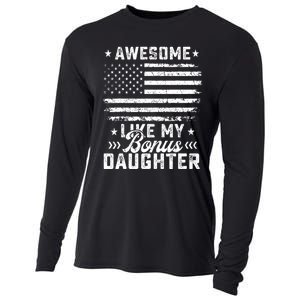 Awesome Like My Bonus Daughter Usa Flag 4th Of July Cooling Performance Long Sleeve Crew