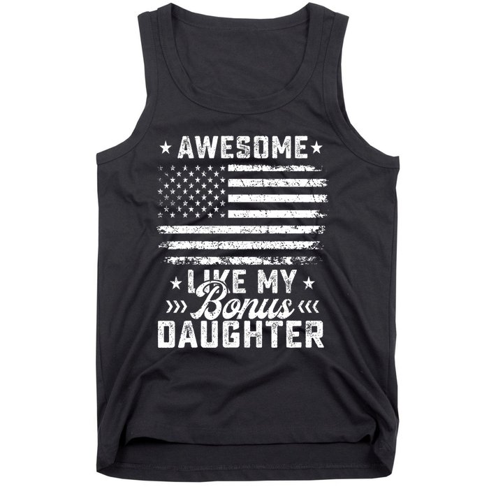 Awesome Like My Bonus Daughter Usa Flag 4th Of July Tank Top