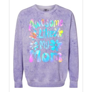 Awesome Like My Mom Mommy Groovy Graphic MotherS Day Colorblast Crewneck Sweatshirt