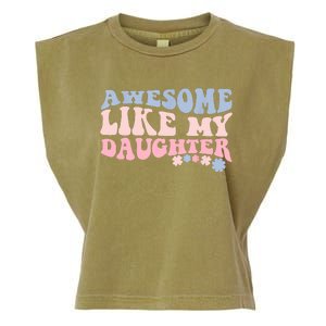 Awesome Like My Daughter Fathers Day Wavy Groovy Celebration Garment-Dyed Women's Muscle Tee