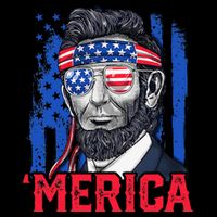 Abraham Lincoln Merica 4th Of July American Flag Cooling Performance Crew T-Shirt