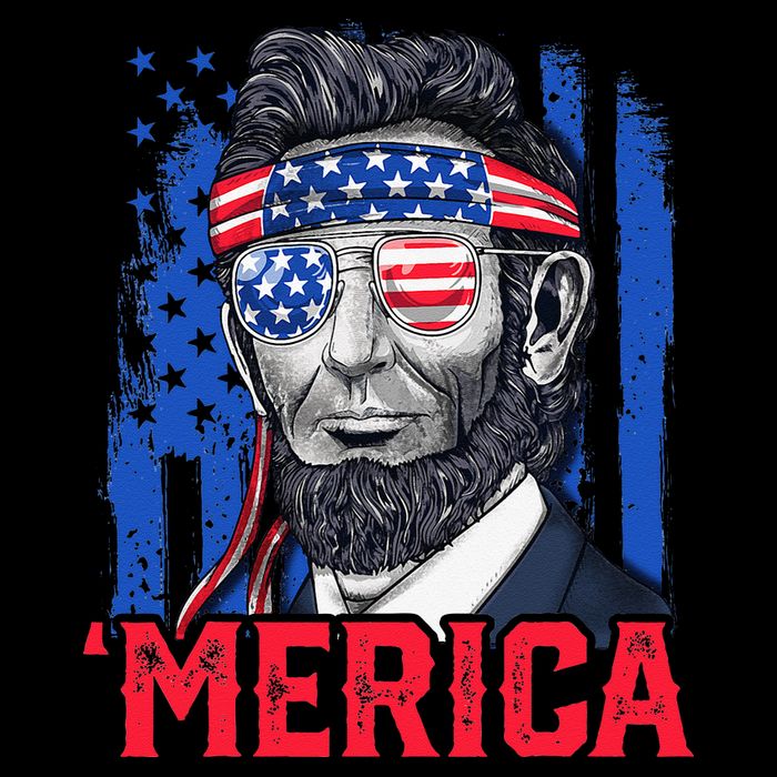 Abraham Lincoln Merica 4th Of July American Flag Cooling Performance Crew T-Shirt