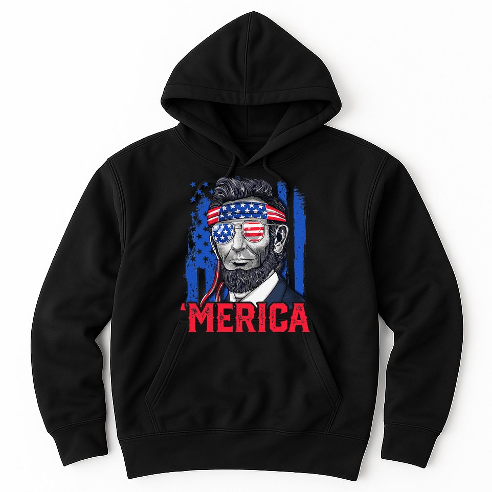 Abraham Lincoln Merica 4th Of July American Flag Hoodie