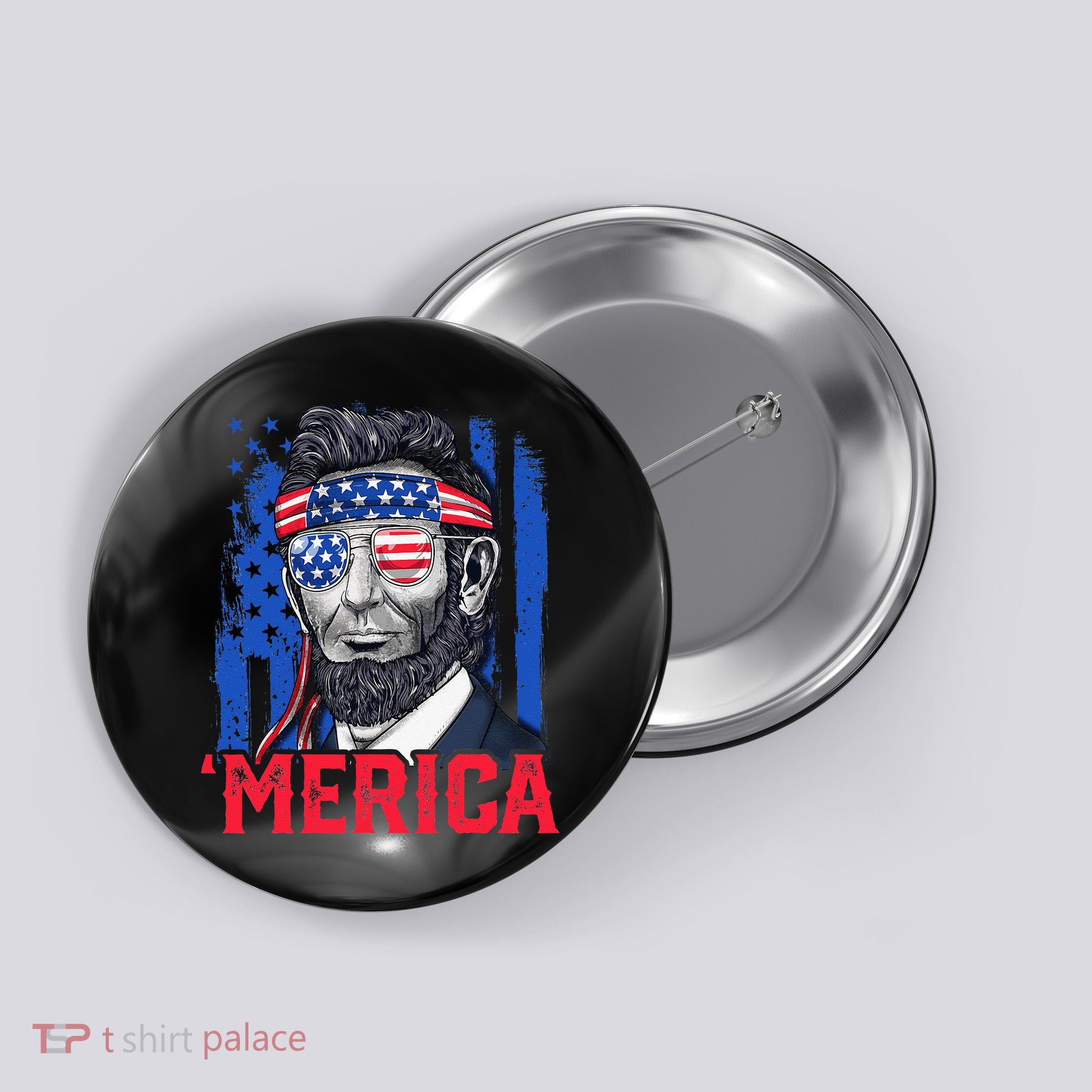 Abraham Lincoln Merica 4th Of July American Flag Button