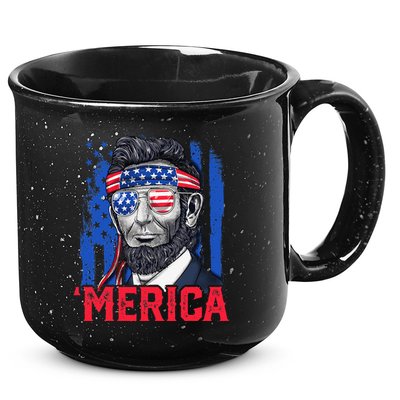 Abraham Lincoln Merica 4th Of July American Flag 15oz Campfire Ceramic Mug