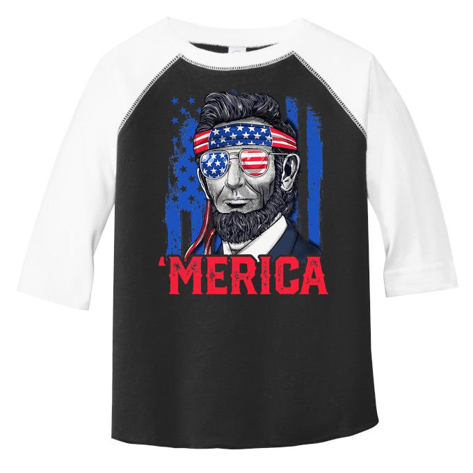 Abraham Lincoln Merica 4th Of July American Flag Toddler Fine Jersey T-Shirt