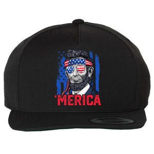 Abraham Lincoln Merica 4th Of July American Flag Wool Snapback Cap