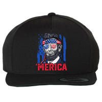 Abraham Lincoln Merica 4th Of July American Flag Wool Snapback Cap