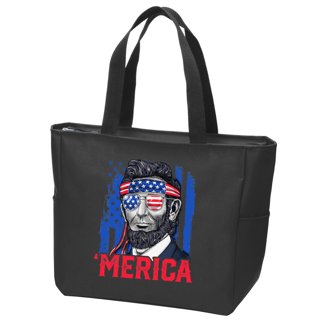 Abraham Lincoln Merica 4th Of July American Flag Zip Tote Bag