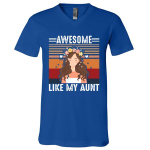 Awesome Like My Aunt Auntie Niece Retro Aunt Gift V-Neck T-Shirt