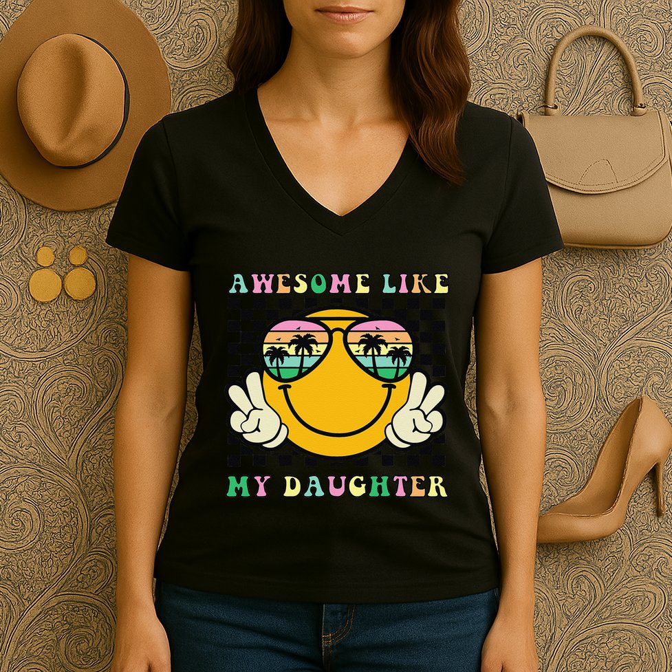 Awesome Like My Daughter Funny FatherS Day Dad Women's V-Neck T-Shirt