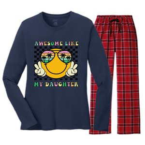 Awesome Like My Daughter Funny FatherS Day Dad Women's Long Sleeve Flannel Pajama Set 