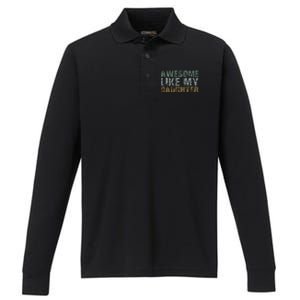 Awesome Like My Daughter Girl Dad Gift Papa Father Day Performance Long Sleeve Polo