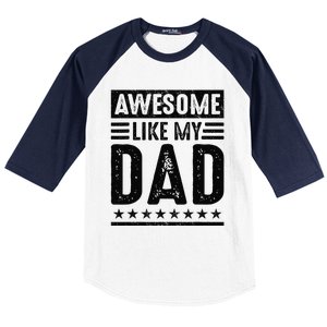 Awesome Like My Dad Funny Awesome Son Daughter Children Baseball Sleeve Shirt