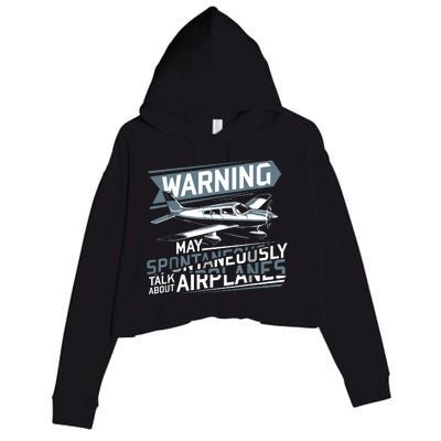 Airplane Lover Men Boy Kids Aviation Pilot Crop Fleece Hoodie