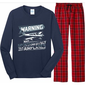 Airplane Lover Men Boy Kids Aviation Pilot Long Sleeve Pajama Set